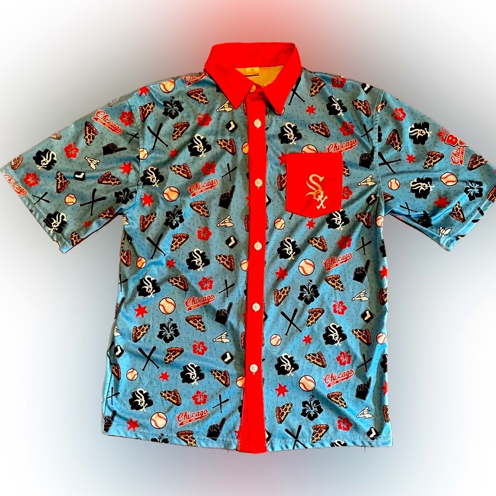 Chicago White Sox Button Down Shirt Size Medium Pizza Design Eclectic